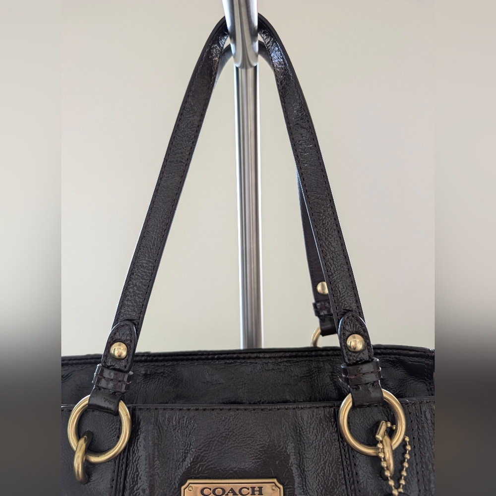 Coach Mahogany/Dark Brown Patent Leather Tote Bag - Picture 3 of 15